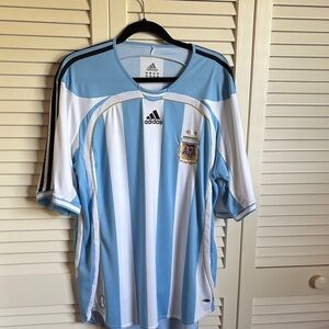 Adidas Sky Blue and White Men's Jersey